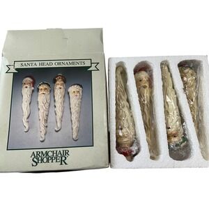 Armchair Shopper Santa Head Ornaments Christmas‎ Holiday Decor Set Of 4